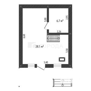 Дом 46м², 2-этажный, участок 6 сот.  