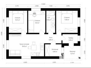 Дом 80м², 1-этажный, участок 4 сот.  