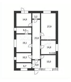 Коттедж 153м², 1-этажный, участок 10 сот.  