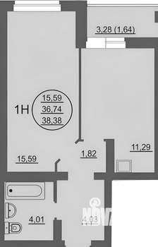 1-к квартира, на длительный срок, 38м2, 11/16 этаж