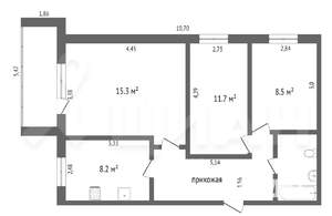 3-к квартира, на длительный срок, 60м2, 6/6 этаж