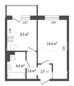 1-к квартира, на длительный срок, 35м2, 3/9 этаж