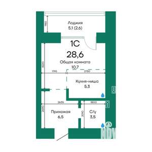 1-к квартира, строящийся дом, 29м2, 7/10 этаж