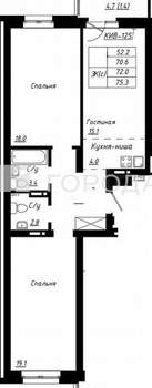 3-к квартира, вторичка, 72м2, 3/16 этаж