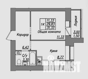 1-к квартира, вторичка, 33м2, 7/19 этаж