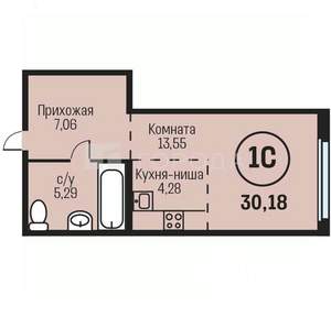 Студия квартира, вторичка, 31м2, 7/24 этаж