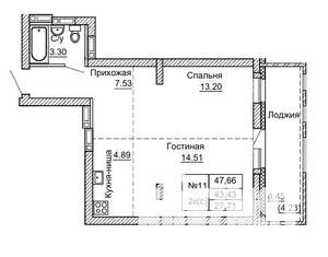 2-к квартира, строящийся дом, 48м2, 3/9 этаж