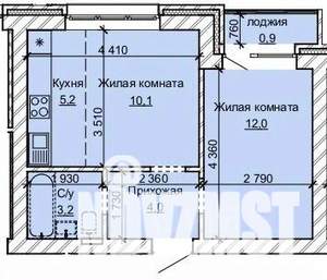 2-к квартира, строящийся дом, 35м2, 9/10 этаж