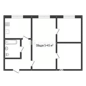 2-к квартира, вторичка, 43м2, 4/5 этаж