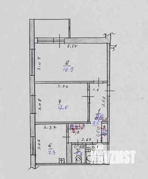 2-к квартира, вторичка, 50м2, 6/9 этаж