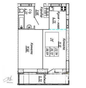2-к квартира, вторичка, 39м2, 3/16 этаж