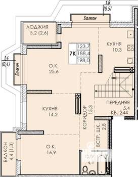 Студия квартира, строящийся дом, 200м2, 22/23 этаж