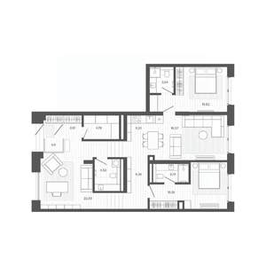 4-к квартира, строящийся дом, 109м2, 1/9 этаж
