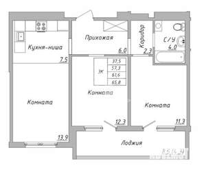 3-к квартира, вторичка, 66м2, 10/17 этаж