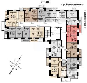 1-к квартира, строящийся дом, 37м2, 2/10 этаж