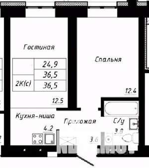 2-к квартира, строящийся дом, 37м2, 1/10 этаж