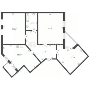 3-к квартира, вторичка, 68м2, 2/6 этаж