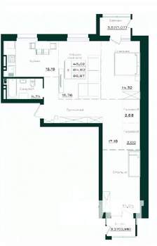 3-к квартира, строящийся дом, 87м2, 7/21 этаж