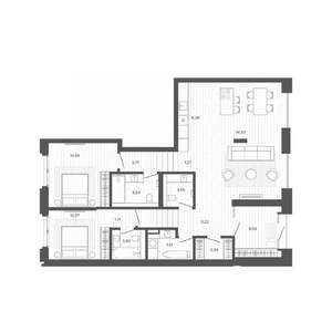 3-к квартира, строящийся дом, 109м2, 1/9 этаж