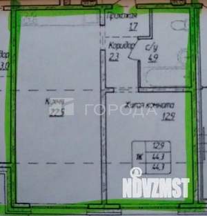 2-к квартира, вторичка, 44м2, 1/17 этаж