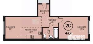 2-к квартира, вторичка, 44м2, 5/15 этаж