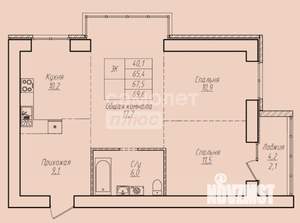 3-к квартира, вторичка, 68м2, 3/8 этаж