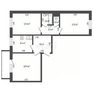 3-к квартира, вторичка, 67м2, 7/9 этаж