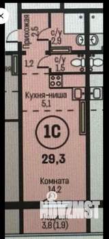 Студия квартира, вторичка, 29м2, 12/20 этаж