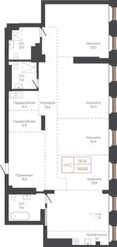 4-к квартира, вторичка, 160м2, 26/27 этаж