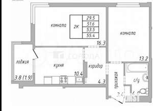 2-к квартира, вторичка, 56м2, 8/24 этаж