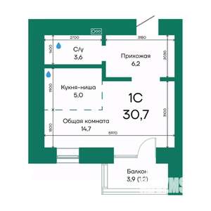 1-к квартира, строящийся дом, 31м2, 5/10 этаж