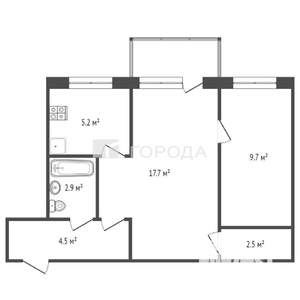 2-к квартира, вторичка, 43м2, 3/4 этаж