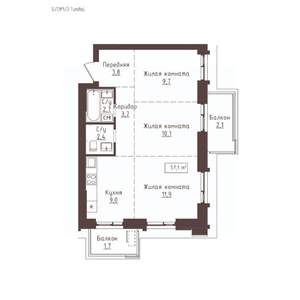 3-к квартира, вторичка, 57м2, 5/23 этаж
