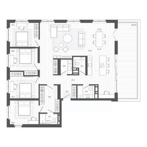 5-к квартира, строящийся дом, 177м2, 9/9 этаж