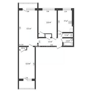 3-к квартира, вторичка, 82м2, 1/17 этаж