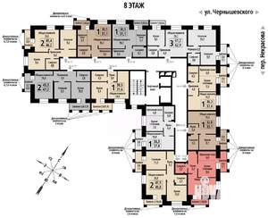 1-к квартира, строящийся дом, 42м2, 8/10 этаж