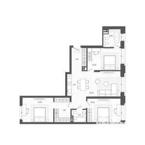 4-к квартира, строящийся дом, 94м2, 2/9 этаж