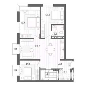 4-к квартира, строящийся дом, 84м2, 5/9 этаж