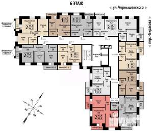 2-к квартира, строящийся дом, 49м2, 6/10 этаж