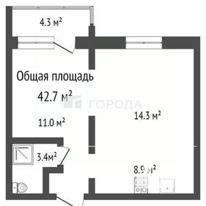 2-к квартира, вторичка, 43м2, 1/10 этаж