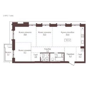 3-к квартира, вторичка, 92м2, 8/23 этаж