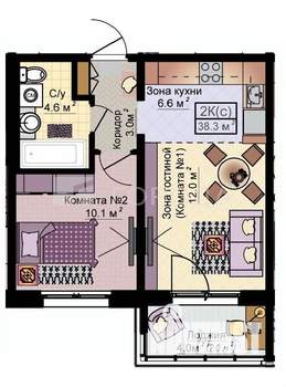 1-к квартира, вторичка, 38м2, 2/17 этаж
