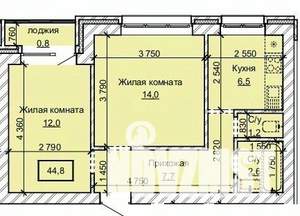 2-к квартира, вторичка, 45м2, 10/10 этаж