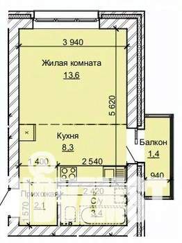 1-к квартира, вторичка, 29м2, 10/10 этаж
