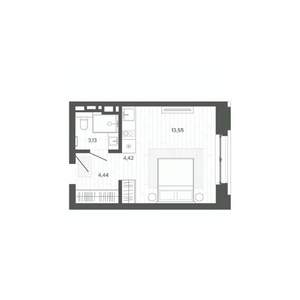 1-к квартира, строящийся дом, 26м2, 2/9 этаж