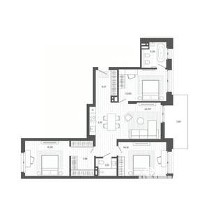 4-к квартира, вторичка, 99м2, 6/9 этаж