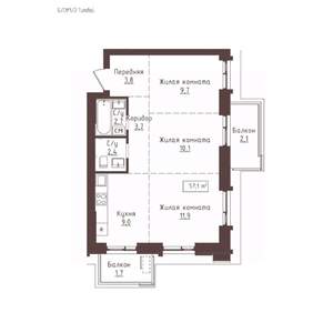 3-к квартира, вторичка, 57м2, 18/23 этаж