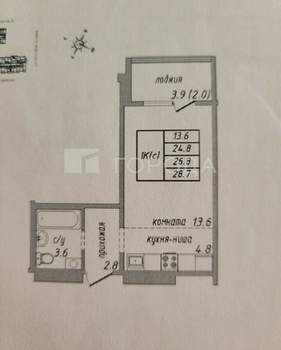 Студия квартира, вторичка, 29м2, 10/17 этаж