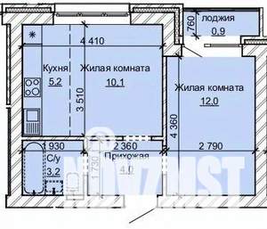 2-к квартира, строящийся дом, 35м2, 5/10 этаж