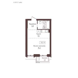 1-к квартира, строящийся дом, 33м2, 11/23 этаж